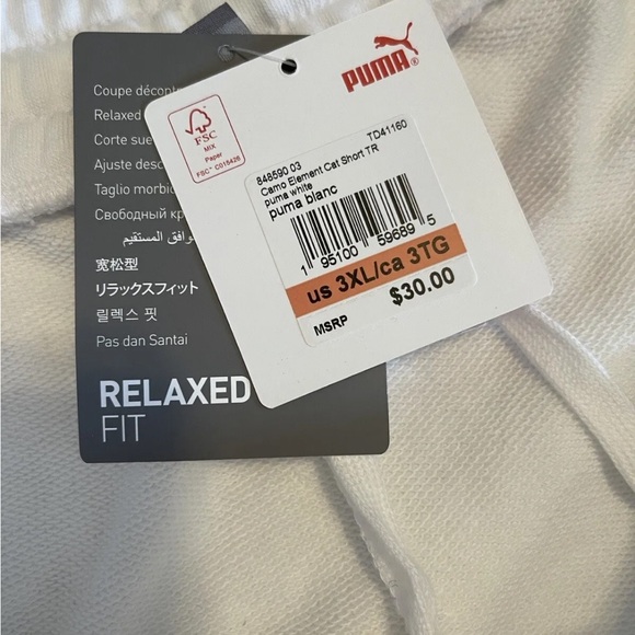 Men’s Shorts Plus Size 3XL PUMA Camo Element Cat Shorts White - Picture 9 of 11